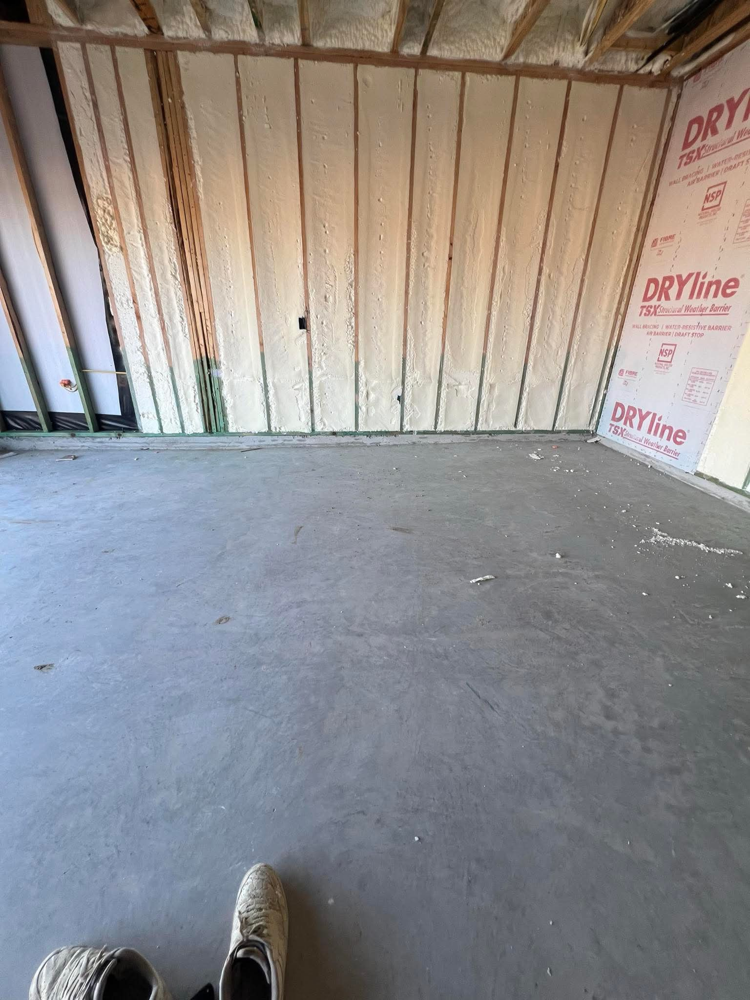Unfinished room in a new home before insulation